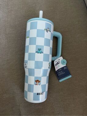 zak! Toy Story Disney Pixar Blue Checkered Tumbler with Straw - Aldi